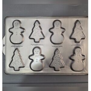 Nestle Holiday Christmas Trees And Snowman Nonstick Baking Pan Cookie Sheet